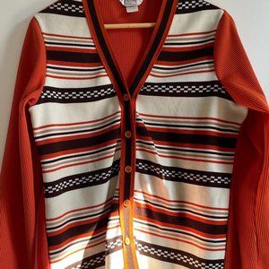 Vintage 50s 60s 70s Orange Cardigan